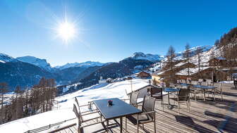 Das Restaurant Muntsulej im Sommer